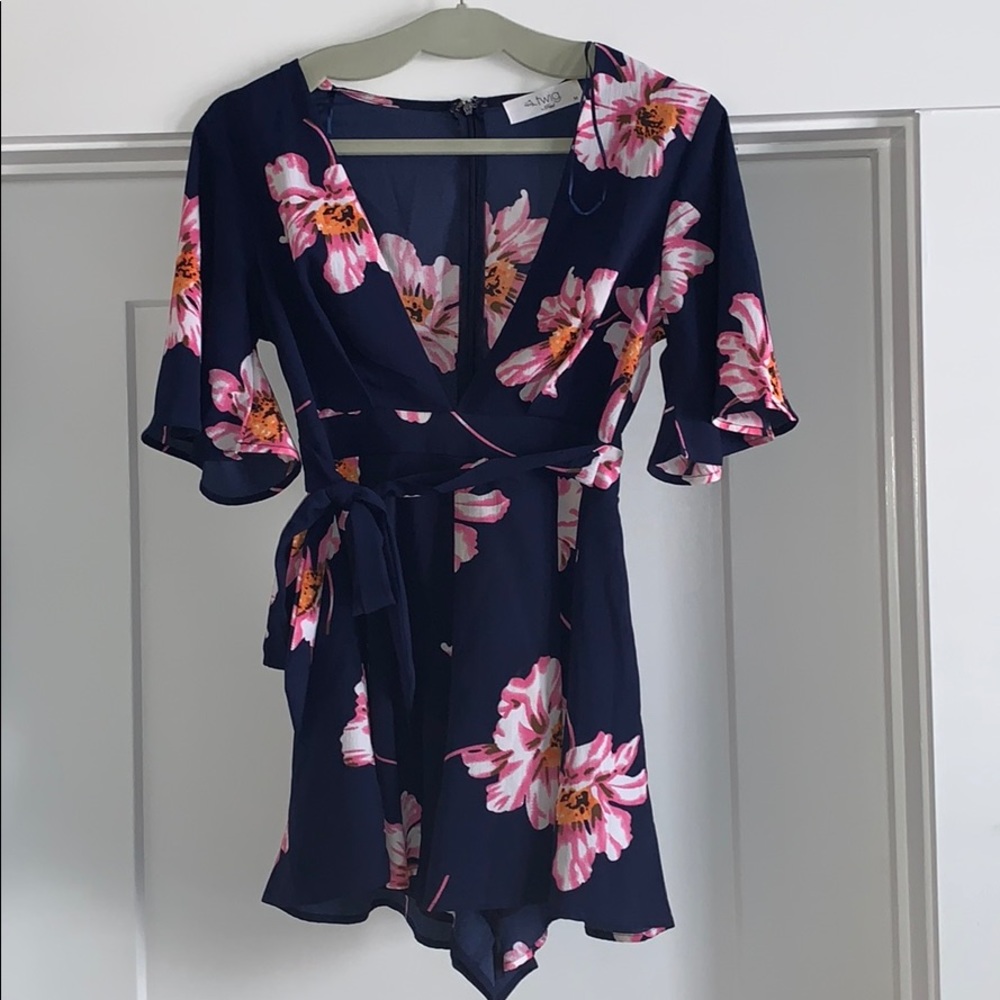 Navy floral romper